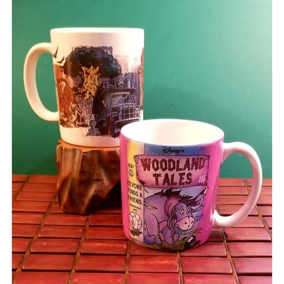 2 Disney Large Coffee Mugs Mickey Mouse Animal Kingdom Eeyore Woodland Tales - Picture 2 of 10